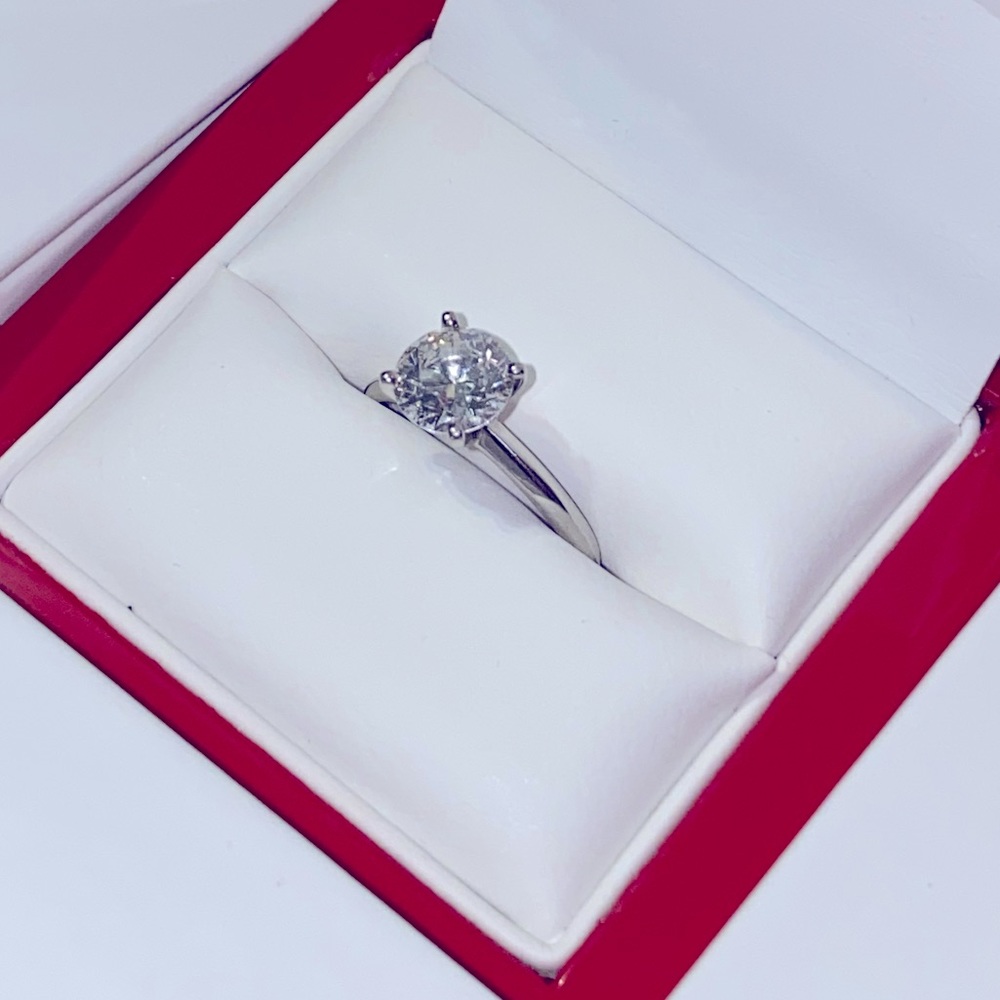 1.52 Carat James Allen Brilliant Round Platinum 2mm Knife Edge Band